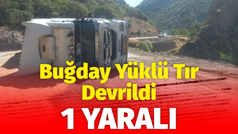 Buğday Yüklü Tır Devrildi; 1 Yaralı